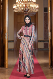 Neva Style - Powder Pink Hijab Dress 4826PD - Thumbnail