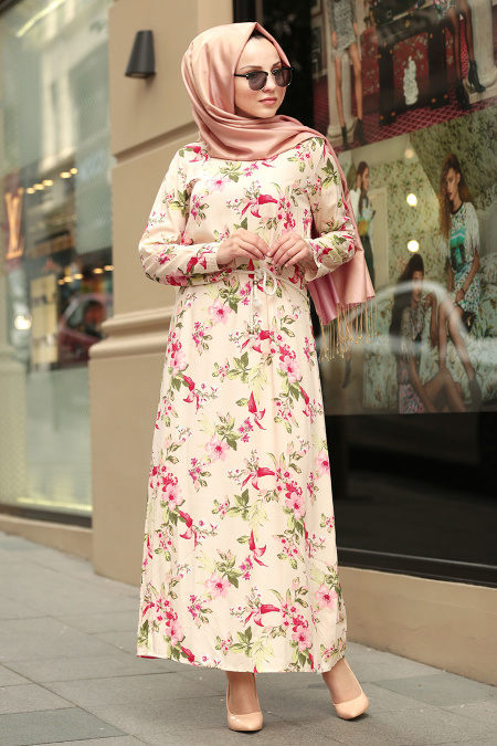 Neva Style - Powder Pink Hijab Dress 53544PD