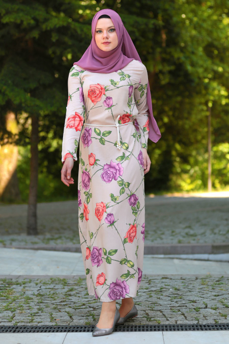 Neva Style - Powder Pink Hijab Dress 53545PD