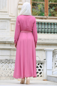 Neva Style - Powder Pink Hijab Dress 7057PD - Thumbnail
