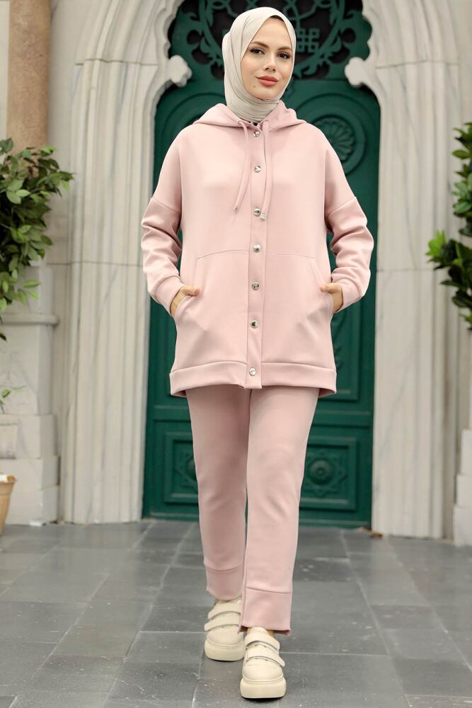 Powder Pink Hijab Dual Suit 22186PD - 1