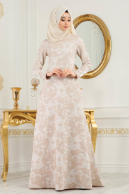 Neva Style - Powder Pink Hijab Evening Dress 2651PD - Thumbnail