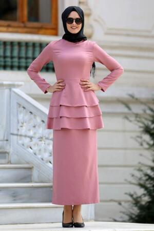 Neva Style - Powder Pink Hijab Evening Dress 42050PD - 1