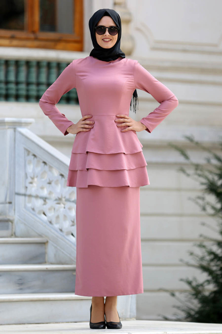 Neva Style - Powder Pink Hijab Evening Dress 42050PD