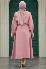 Neva Style - Powder Pink Hijab For Women Coat 5885PD - Thumbnail