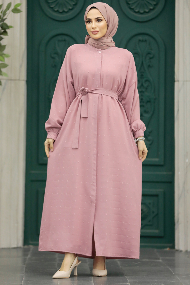 Powder Pink Hijab For Women Turkish Abaya 88861PD - 2