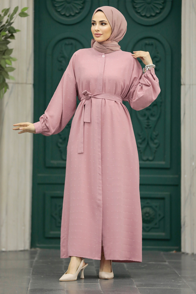 Powder Pink Hijab For Women Turkish Abaya 88861PD - 3