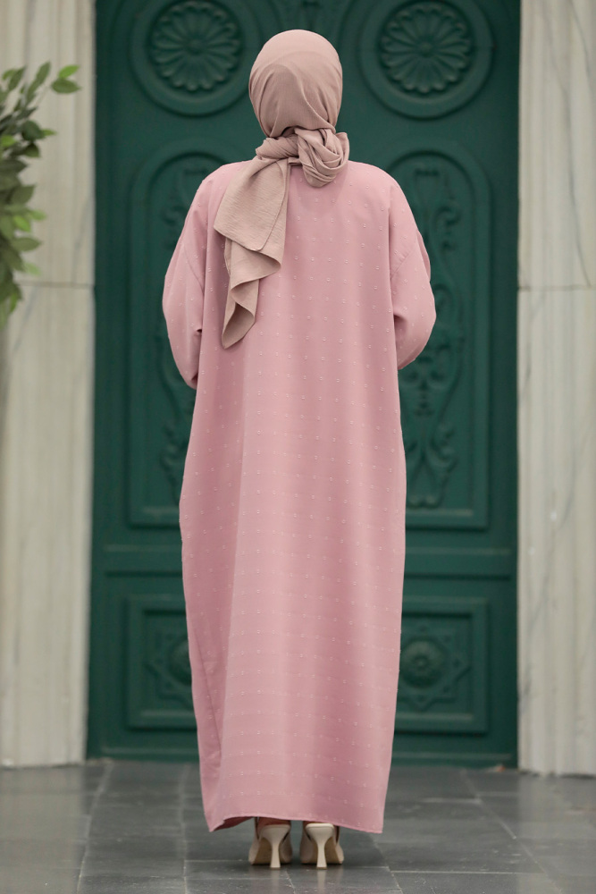 Powder Pink Hijab For Women Turkish Abaya 88861PD - 4