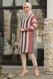 Neva Style - Powder Pink - Hijab Knitwear Tunic - 19497PD - Thumbnail