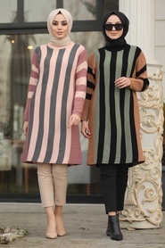 Neva Style - Powder Pink - Hijab Knitwear Tunic - 19497PD - Thumbnail