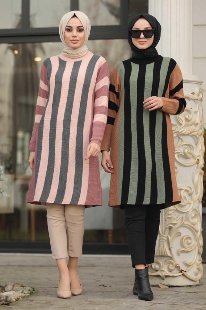 Neva Style - Powder Pink - Hijab Knitwear Tunic - 19497PD - 4