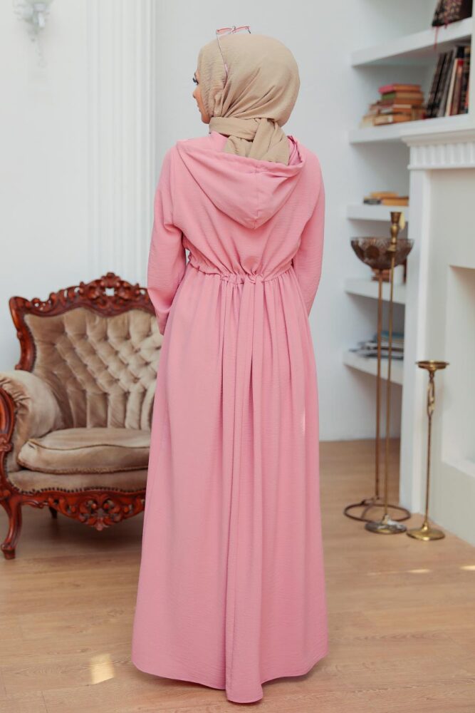 Neva Style - Powder Pink Hijab Maxi Dress 13260PD - 2