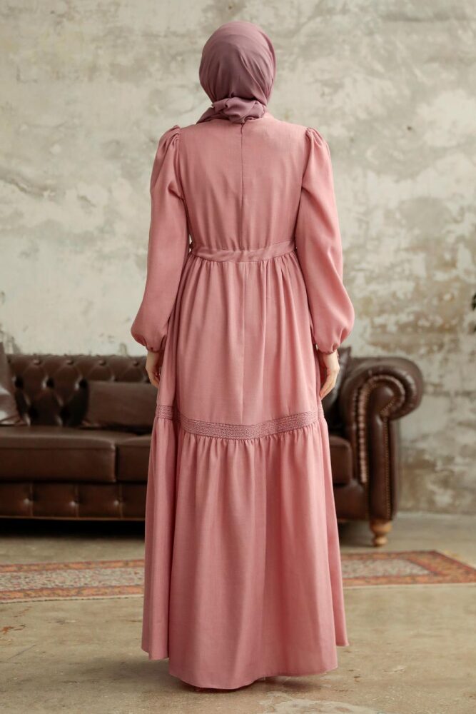 Powder Pink Hijab Maxi Dress 5864PD - 3