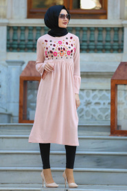 Neva Style - Powder Pink Hijab Trico 15125PD - Thumbnail