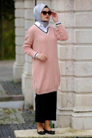 Neva Style - Powder Pink Hijab Tunic 28800PD - 1
