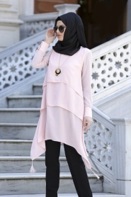 Neva Style - Powder Pink Hijab Tunic 2884PD - Thumbnail