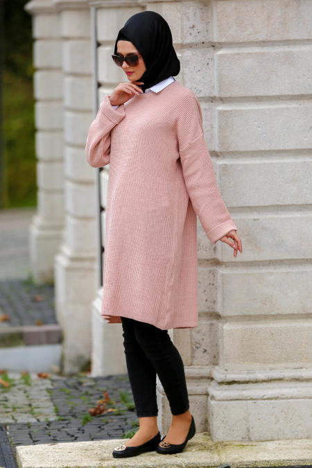 Neva Style - Powder Pink Hijab Tunic 2898PD