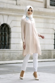 Neva Style - Powder Pink Hijab Tunic 5069PD - Thumbnail