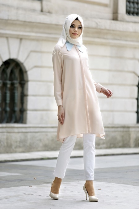 Neva Style - Powder Pink Hijab Tunic 5069PD