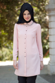Neva Style - Powder Pink Hijab Tunic 5073PD - Thumbnail