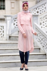 Neva Style - Powder Pink Hijab Tunic 811PD - Thumbnail