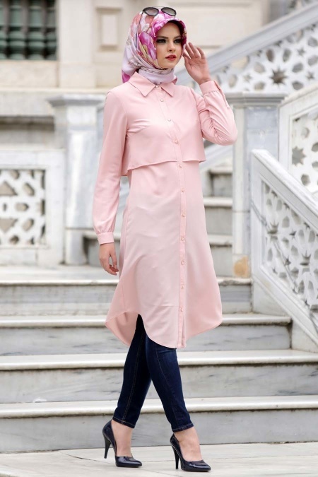 Neva Style - Powder Pink Hijab Tunic 811PD