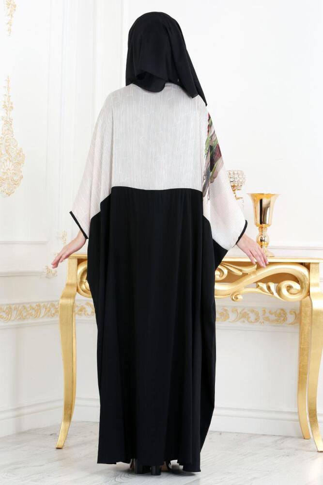 Desenli Pudra Tesettür Abaya 1484PD - 3