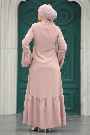 Powder Pink Hijab Turkish Abaya 20009PD - 4
