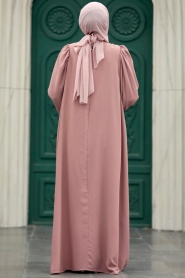 Neva Style - Powder Pink Hijab Turkish Dress 5866PD - Thumbnail