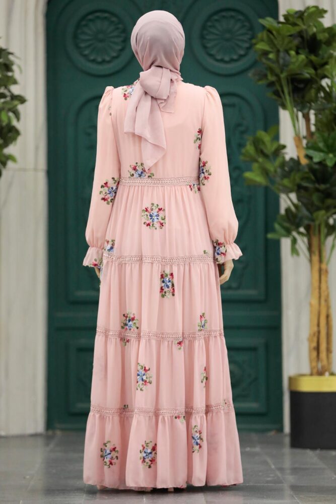 Powder Pink Islamic Clothing Dress 32814PD - 3