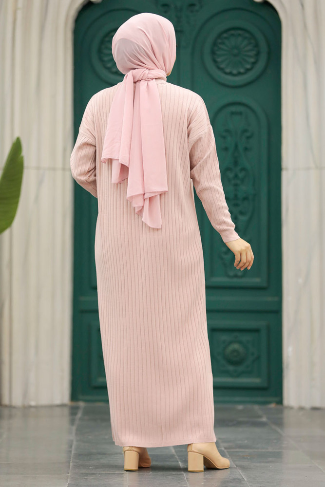 Powder Pink Knitwear Modest Dress 20161PD - 6