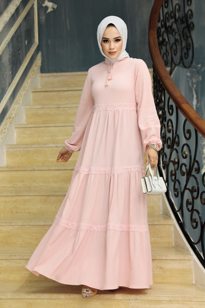 Powder Pink Modest Dress 5842PD - 3