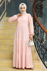 Neva Style - Powder Pink Modest Dress 5842PD - Thumbnail