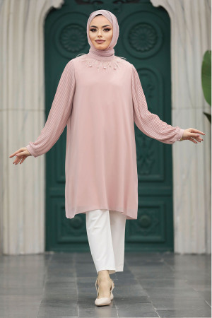 Neva Style - Powder Pink Modest Tops 24032PD - 2