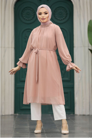 Neva Style - Powder Pink Modest Tops Tunic 21034PD - 1