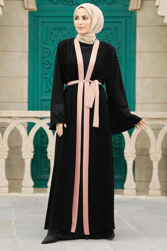 Powder Pink Plus Size Abaya 55440PD - 1