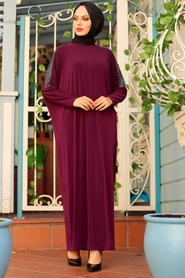 Neva Style -Prune Hijab Abaya 1671MU - Thumbnail