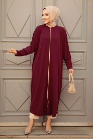 Neva Style - Prune Hijab Abaya 1772MU - Thumbnail