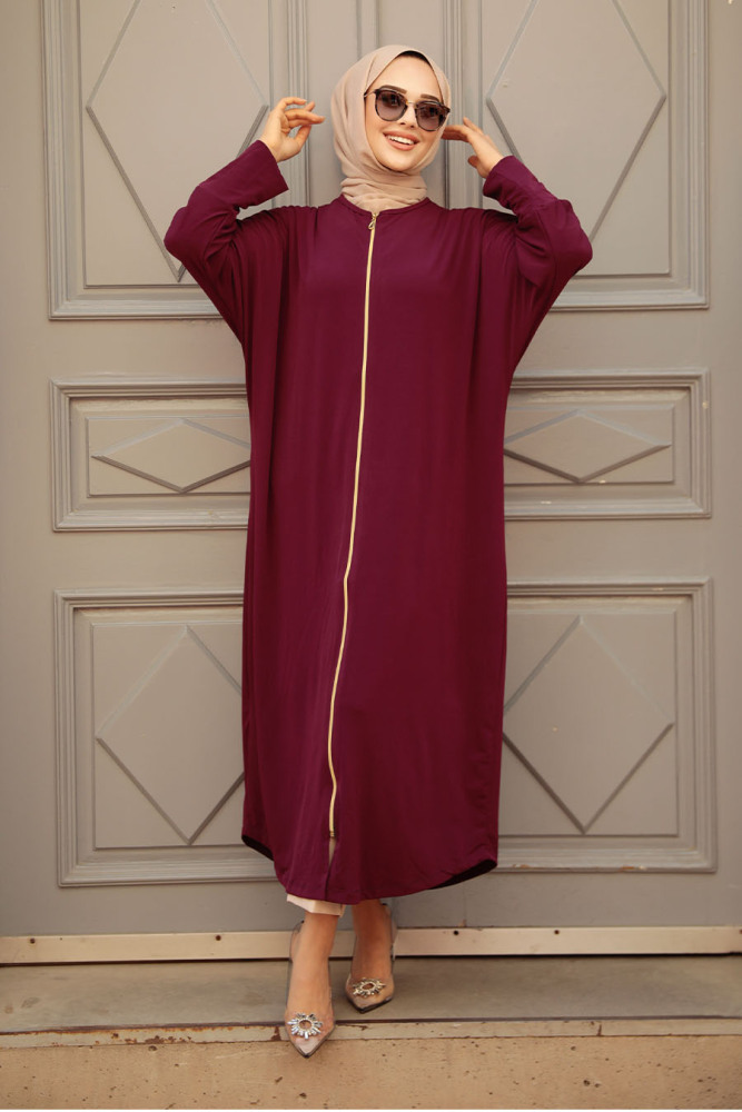 Neva Style - Prune Hijab Abaya 1772MU - 2