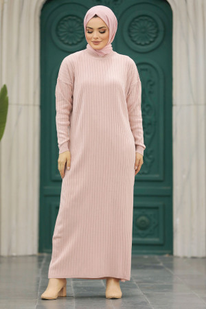 Neva Style - Pudra Tesettür Triko Elbise 20161PD - 1
