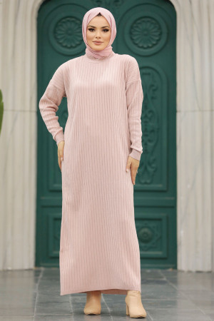 Neva Style - Pudra Tesettür Triko Elbise 20161PD - 2
