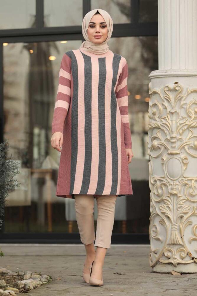 Neva Style - Pudra Tesettür Triko Tunik 19497PD - 2