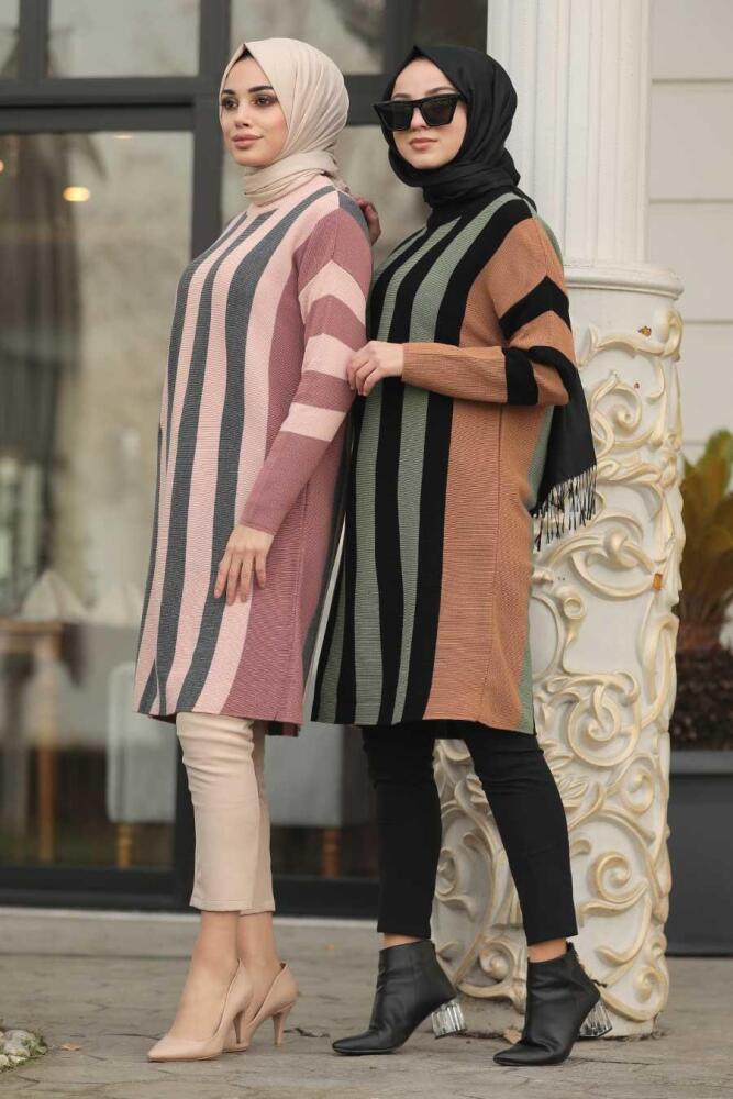 Neva Style - Pudra Tesettür Triko Tunik 19497PD - 5