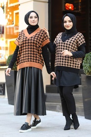 Neva Style - Pull Tricot Tuile Hijab 6518KRMT - Thumbnail