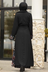 Neva Style - Pullu Siyah Tesettür Abaya 9623S - Thumbnail