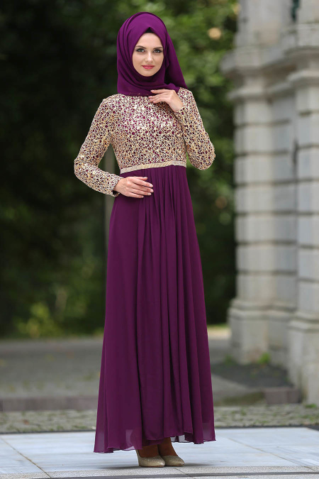 Neva Style - Purple Evening Dress - 3049Mor