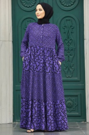 Neva Style - Purple High Quality Dress 30171MOR - Thumbnail