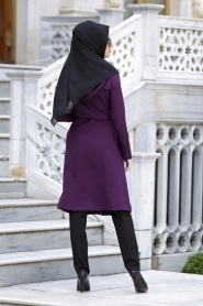 Neva Style -Purple Hijab Coat 130Mor - Thumbnail