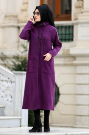 Neva Style - Purple Hijab Coat 20171MOR - Thumbnail