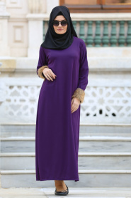 Neva Style - Purple Hijab Dress 22210MOR - Thumbnail